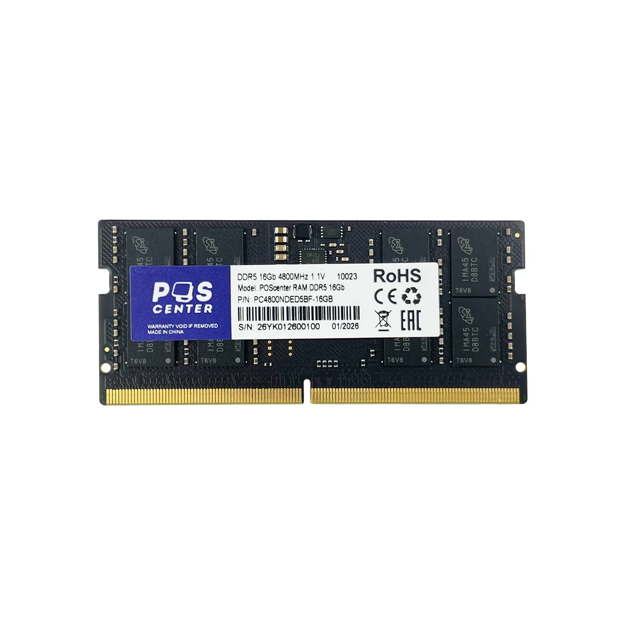 Модуль памяти DDR5 POScenter SODIMM, 1.1 В, 4800 МГц, 16 Гб — фото 1