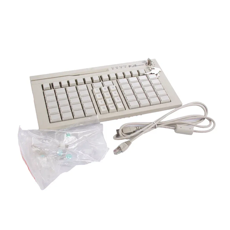 Клавиатура программируемая POScenter S67 (мод. 63 клавиши, MSR, ключ, USB, 3,0 м.), белая — фото 1