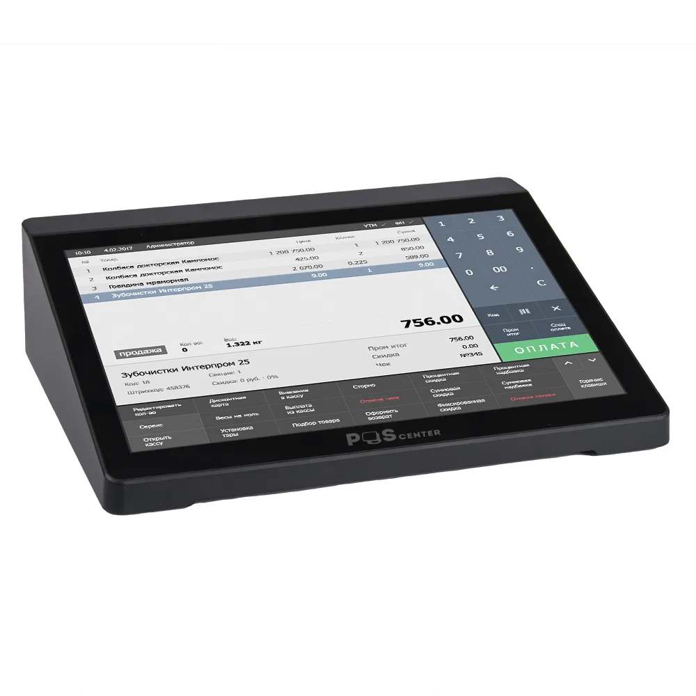Компактный сенсорный POS-терминал POScenter Prime (10.1" емкостной, Intel Celeron J3455, 1.5 GHz; RAM4Gb; eMMC64; без АКБ; Wi-Fi; BT; 2*USB 3.0; 2*USB 2.0; 1*RS232; 1*HDMI; 1* LAN, блок питания 12V2A, Vesa 75х75) без ОС — фото 1