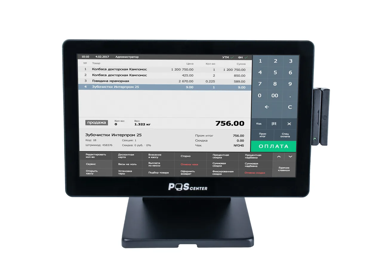 Сенсорный моноблок POScenter Atlas (15.6", PCAP, i3-4030U, RAM 8Gb, SSD mSATA 128Gb, MSR) без ОС — фото 1