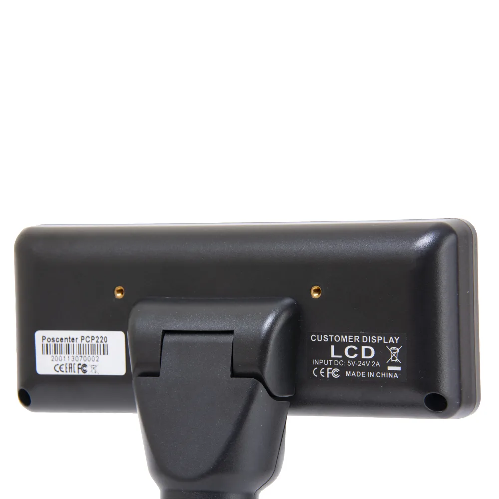Дисплей покупателя POScenter PCP220 (USB, LCD 2х20, белые символы на синем фоне), подставка, USB кабель 3.0 м., черный — фото 1